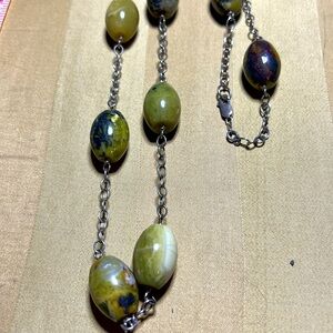 Green stone, and Sterling silver necklaces